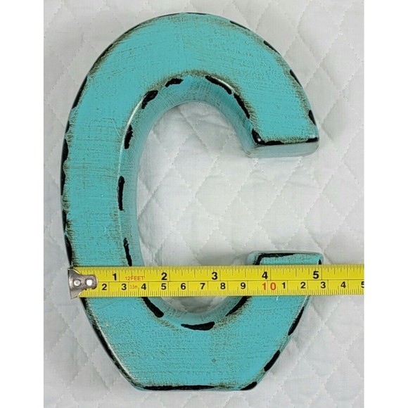 Apropos Home Collection Letter C Rustic Turquoise Desk Wall Home Office Décor - Picture 15 of 16